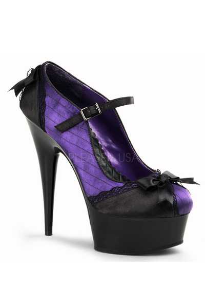 Purple Satin Pinstripe Maryjane High Heels