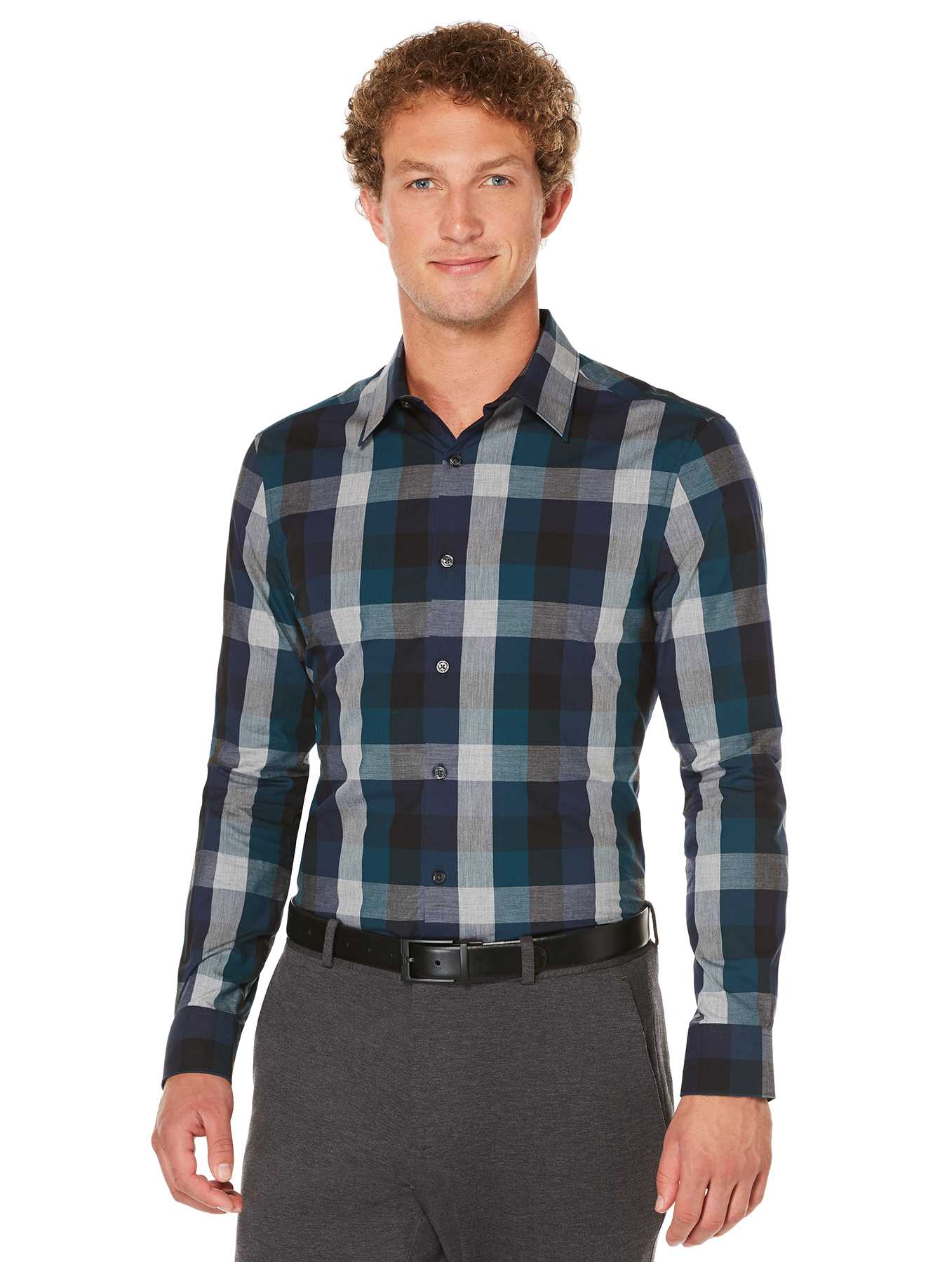 Perry Ellis Exploded Heather Plaid Shirt