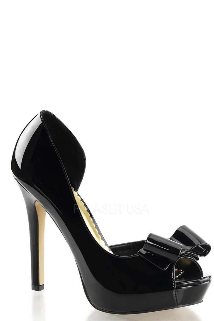 Black Peep Toe D Orsay Pump High Heels Patent