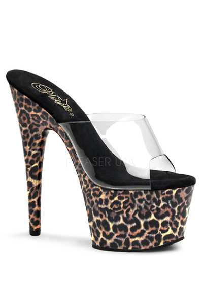 Clear Leopard Print Platform High Heels