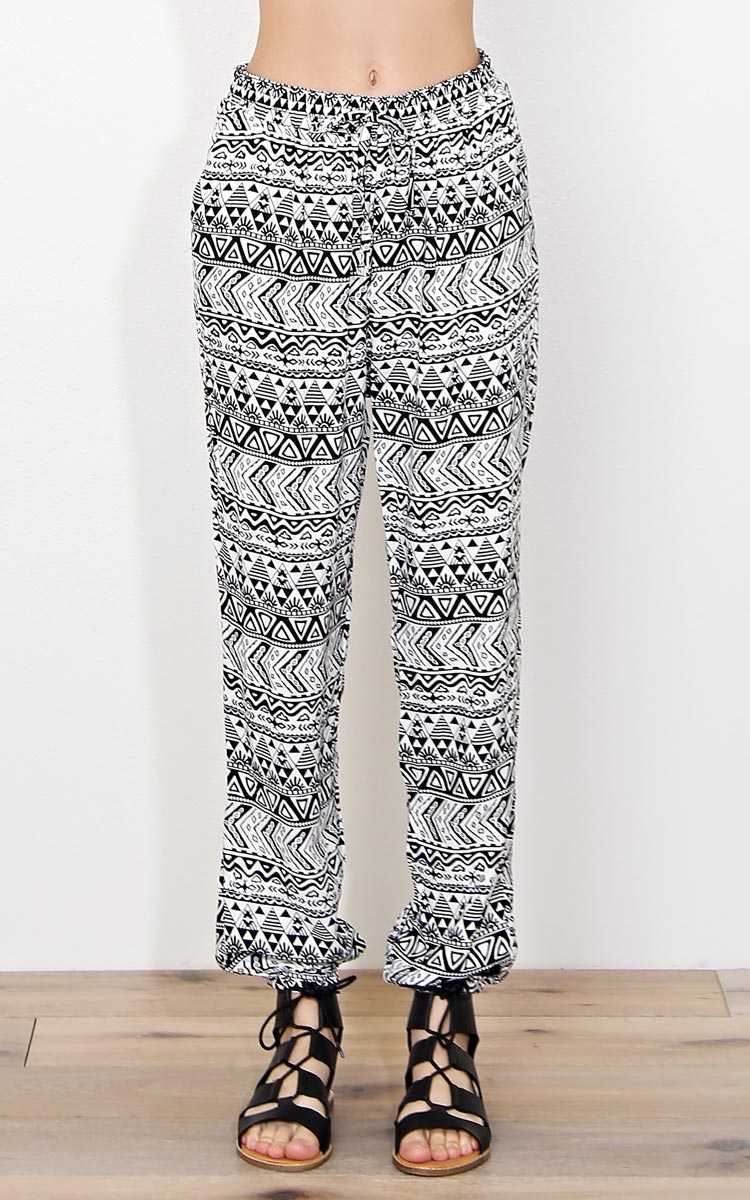 Bora Bora Woven Joggers - - White/Black in Size by Styles For Less