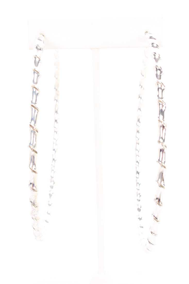 Silver Twisted Texture Over Size Hoop Earrings