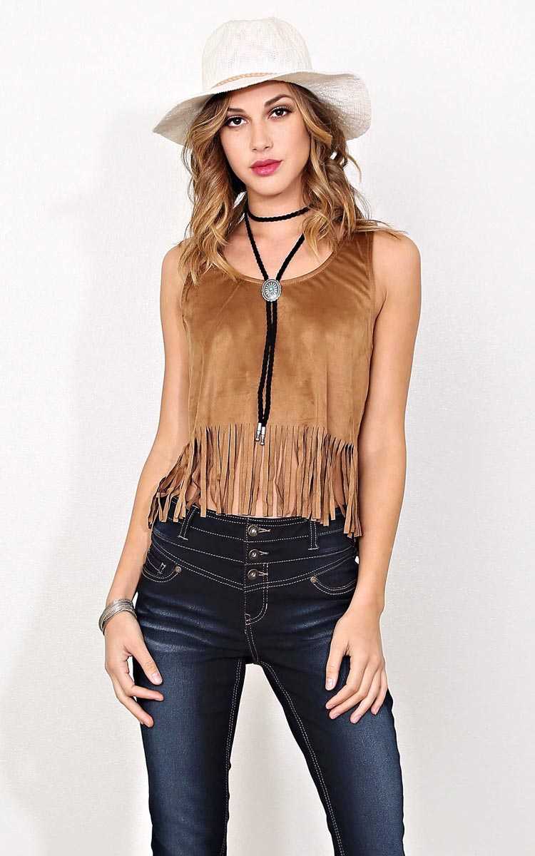 Ashlyn Faux Suede Tank - - Camel in Size by Styles For Less