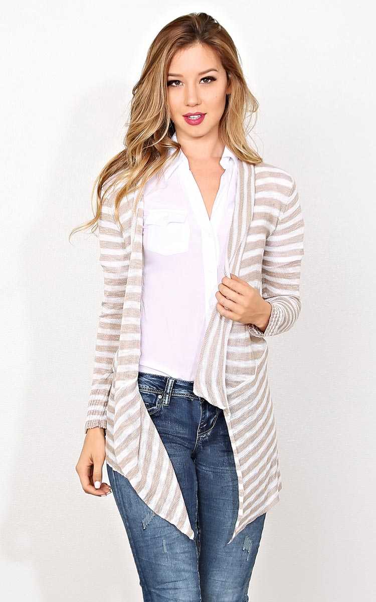 Autumn Striped Slub Knit Wrap - - Taupe Combo in Size by Styles For Less
