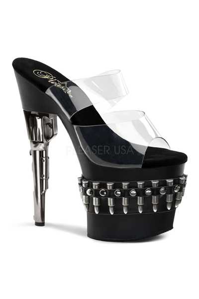Clear Gunmetal Bullet Gun High Heels
