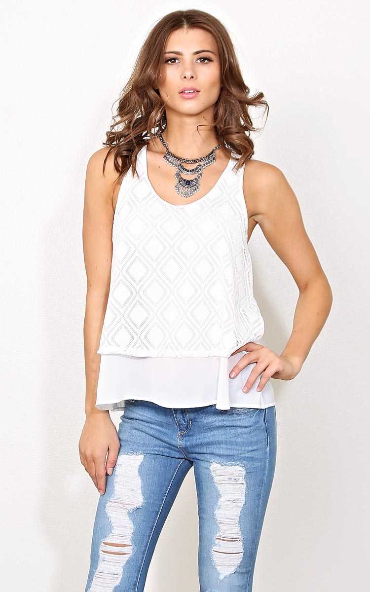 Carribean Flounce Knit Tank - - White in Size by Styles For Less