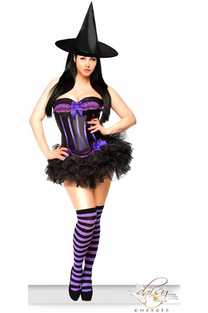 Purple 4 PC Naughty Witch Corset Costume