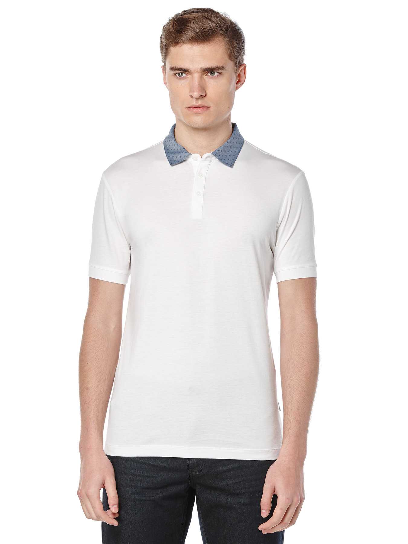 Perry Ellis Short Sleeve Woven Collar Polo