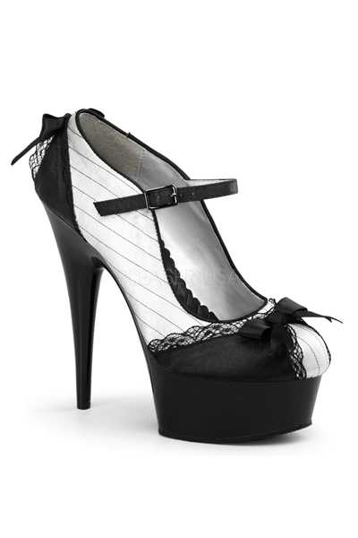 White Satin Pinstripe Maryjane High Heels