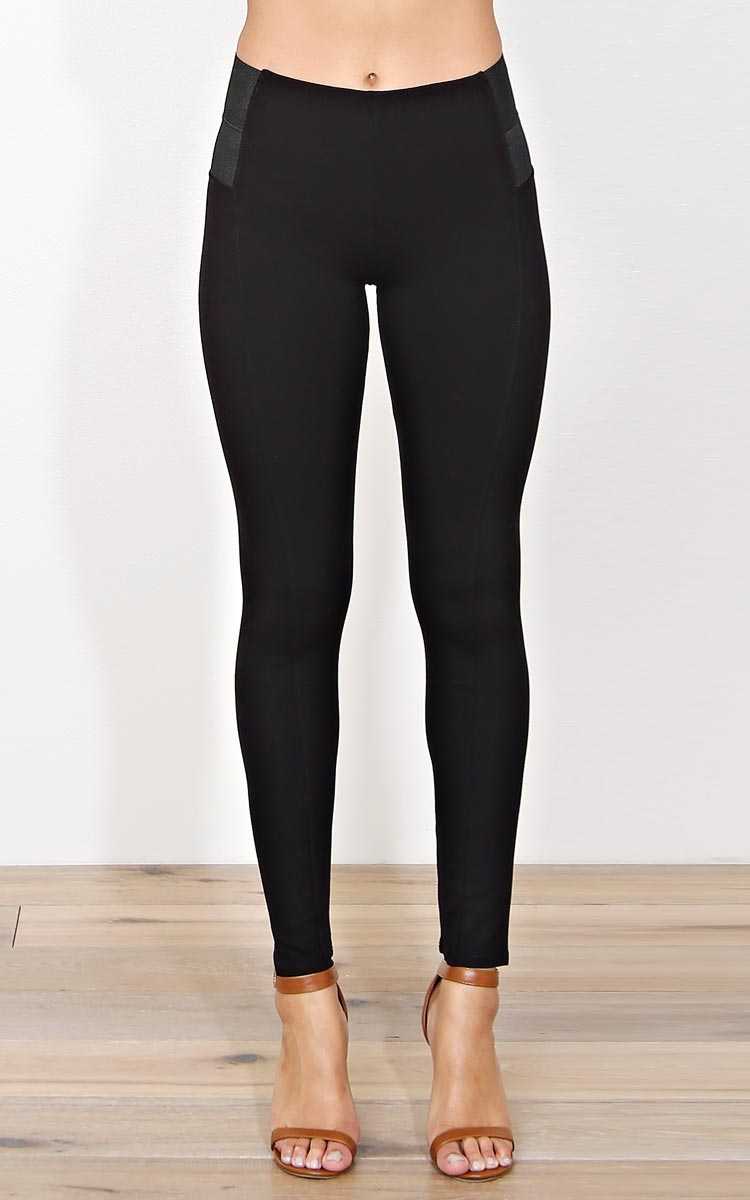 Black Night Ponte Jeggings - SML - Black in Size Small by Styles For Less