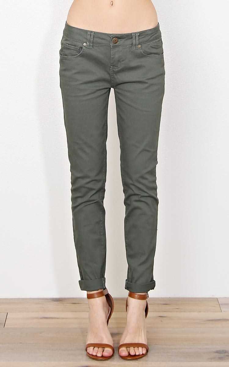 Paris Blues Olive Twill Pants - Olive/Drab in Size by Styles For Less