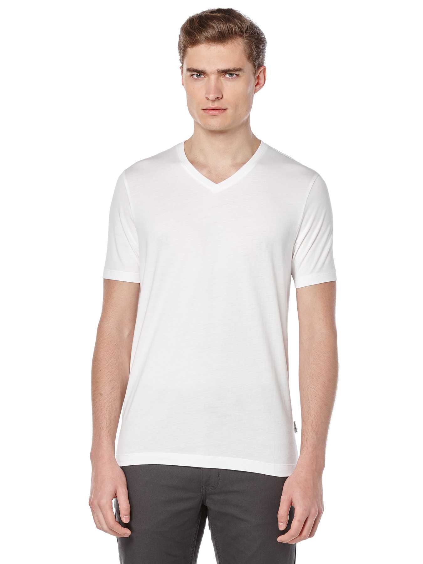 Perry Ellis Short Sleeve Pima Cotton V-Neck Shirt