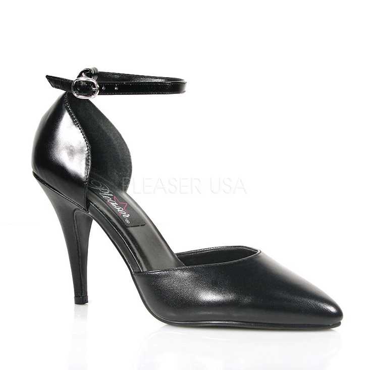 Black Pointed Toe Single Sole High Heels Leather