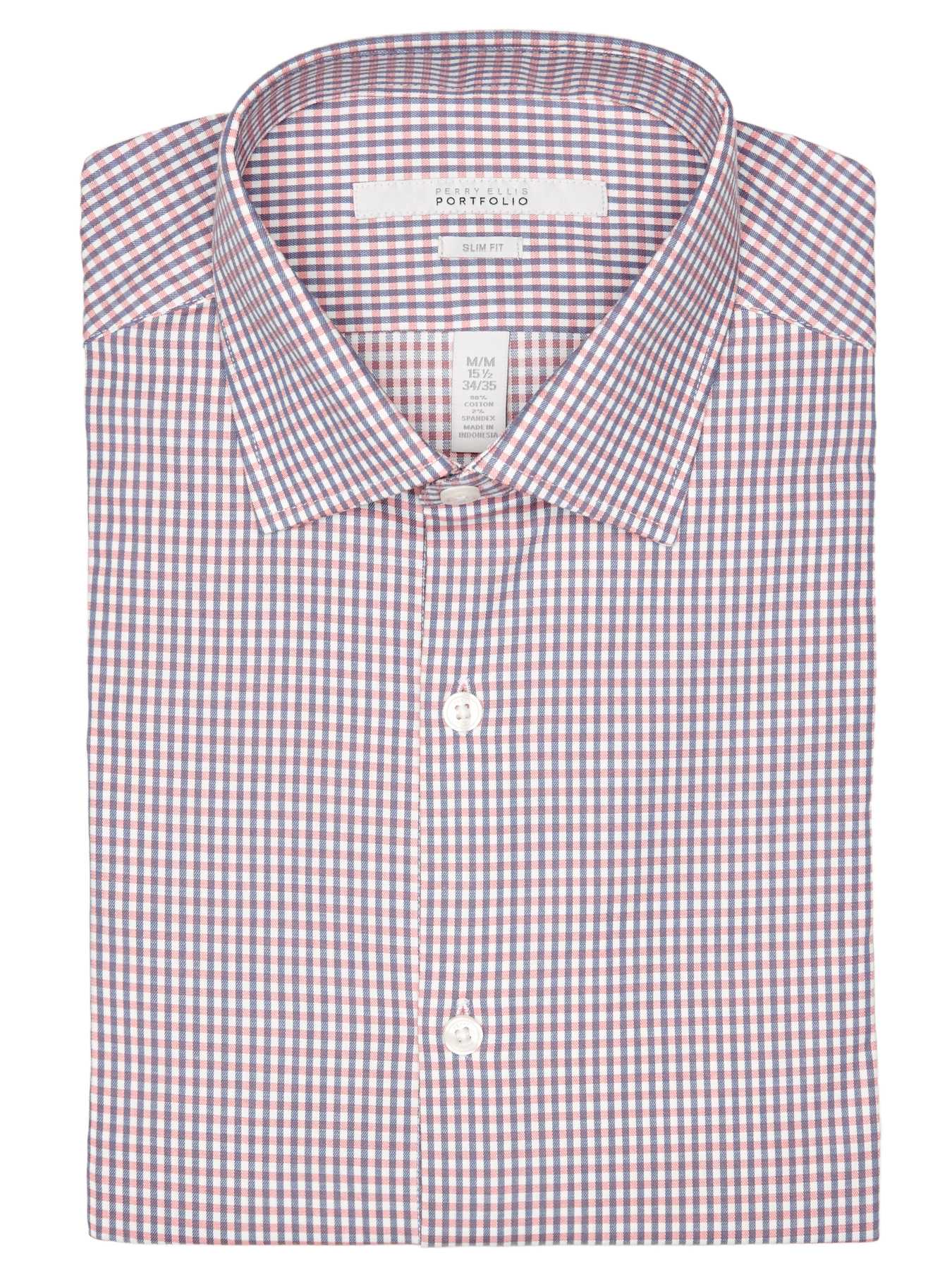 Perry Ellis Slim Fit Gingham Dress Shirt