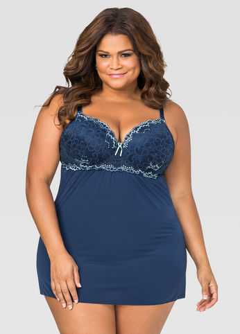 Two-Tone Lace Chemise Lingerie Set