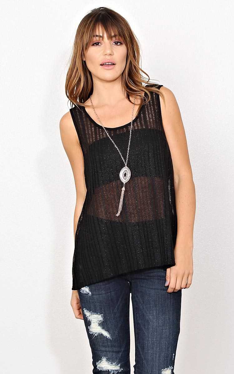 Sheer Truth Necklace Top - - Black in Size by Styles For Less