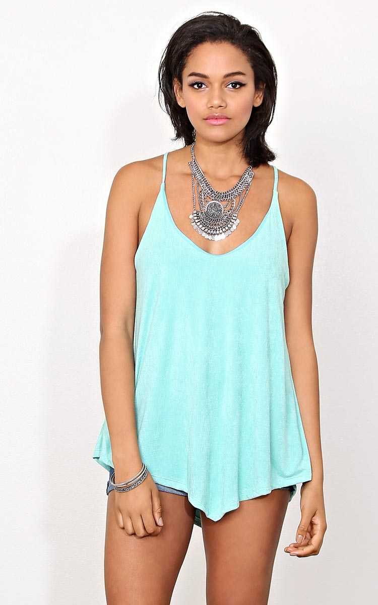 Carolina Faux Suede Tank - - Seafoam in Size by Styles For Less