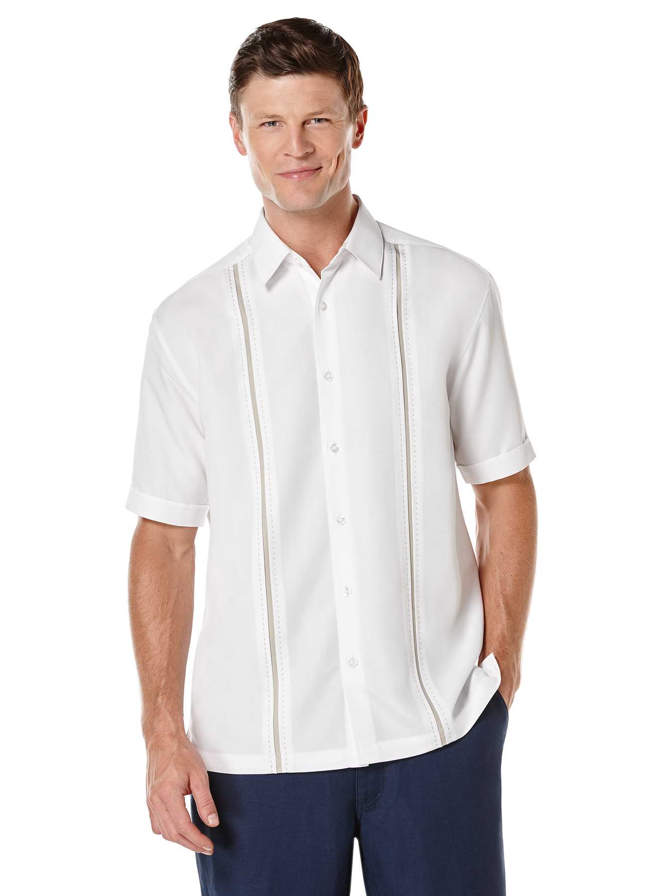 Cubavera Short Sleeve Insert Panels With Pickstitch Shirt