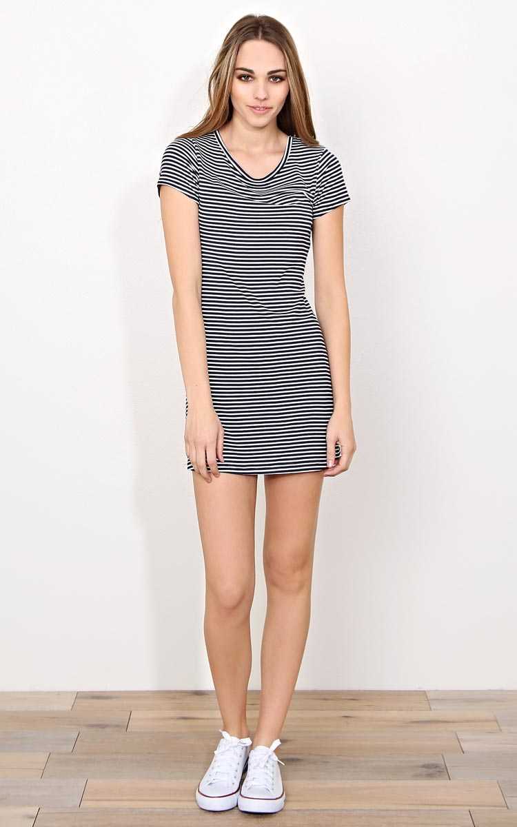 Get In Line Knit Dress - - Navy Combo in Size by Styles For Less