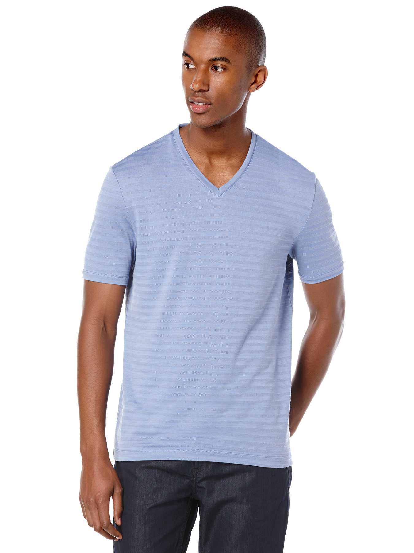 Perry Ellis Short Sleeve Textured Stripe Shirt