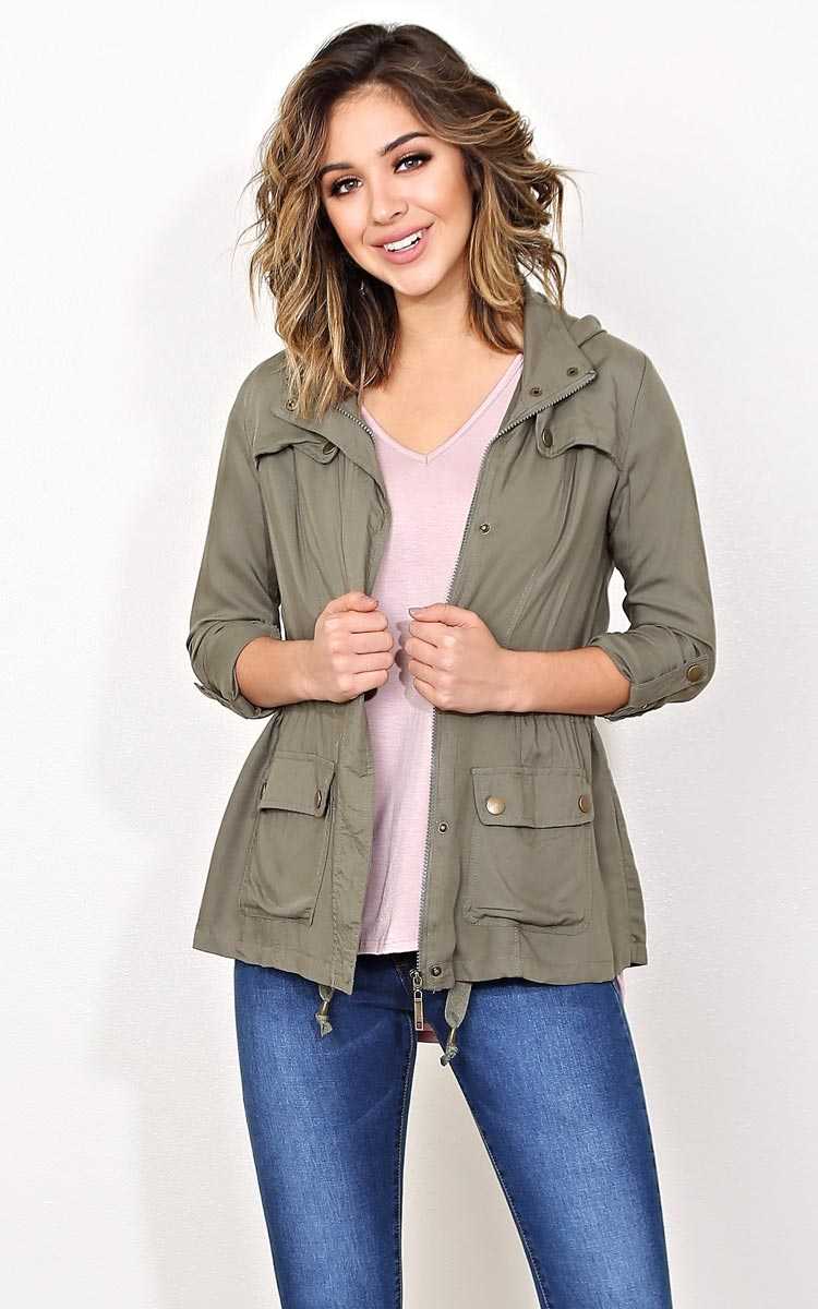 Venus Rain Woven Anorak - Olive/Drab in Size Large by Styles For Less