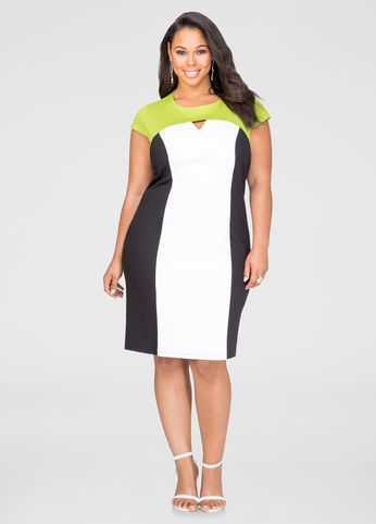 Colorblock Keyhole Sheath Dress