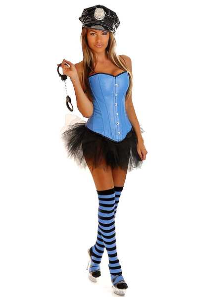 Blue 5 PC Pin Up Cop Costume
