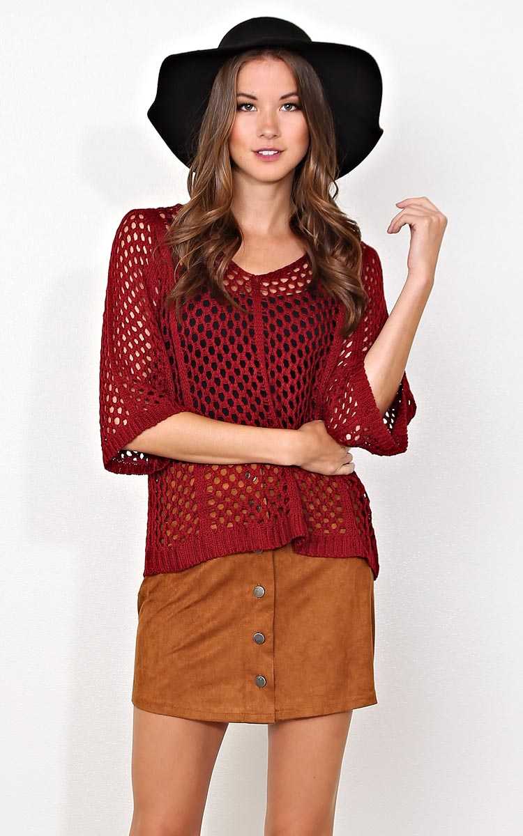 Autumn Ready Sweater Top - Burgundy in Size S/M by Styles For Less