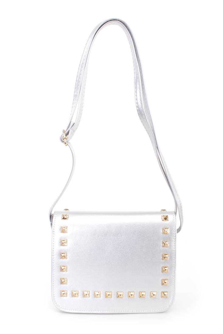 Silver Studded Faux Leather Handbag