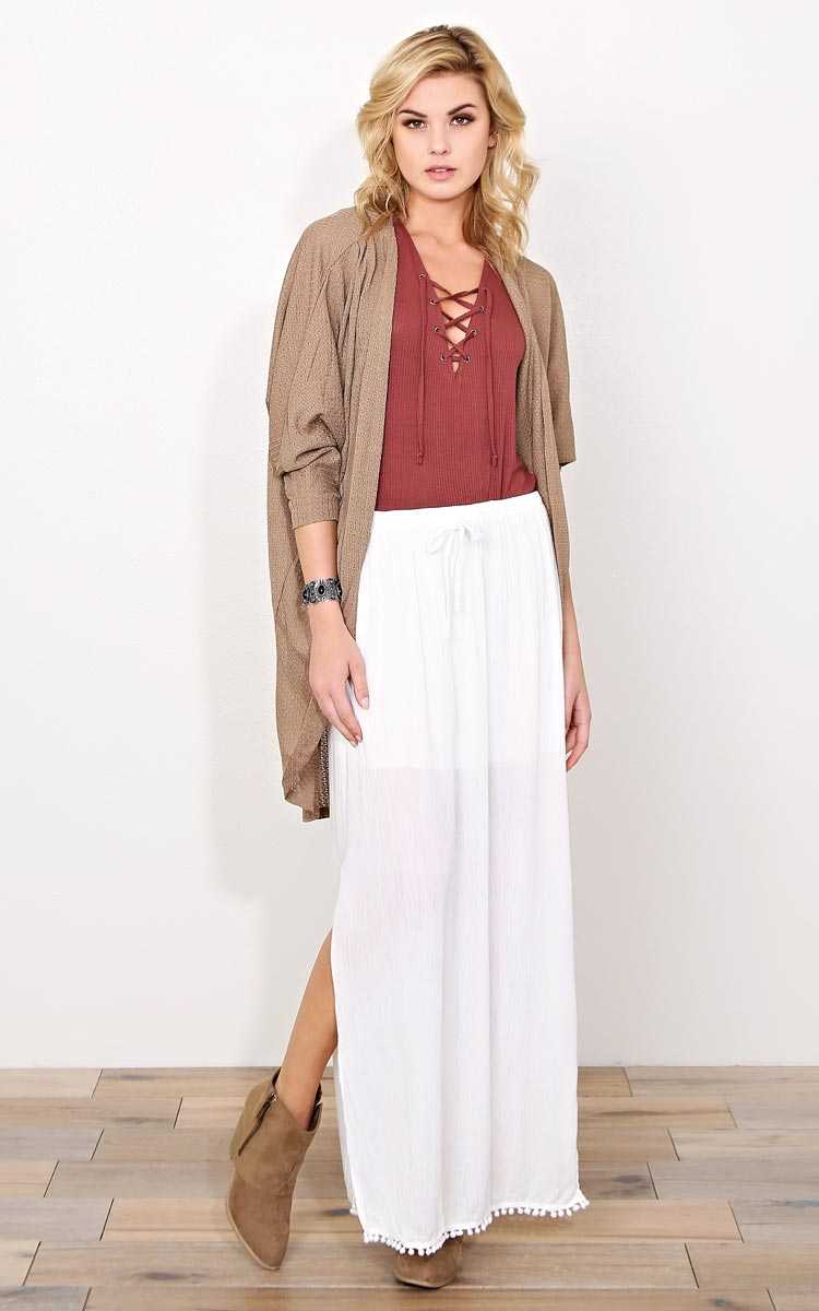 Fawn Eyelet Knit Duster - SML - Mocha in Size Small by Styles For Less