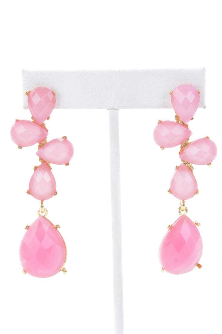 Pink Gold Faceted Beaded Dangle Earrings