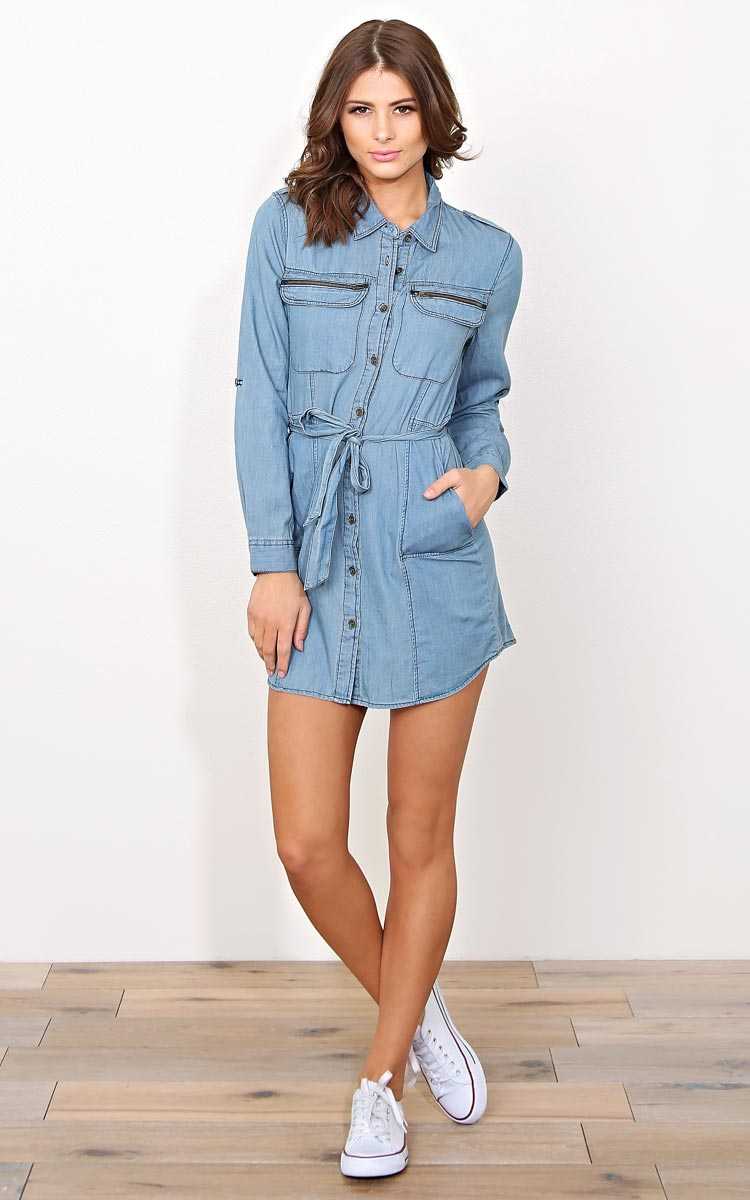 Be Real Woven Chambray Dress - - Med Wash in Size by Styles For Less