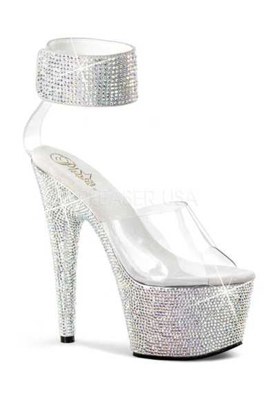 Clear Silver Rhinestone Platform High Heels