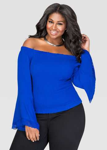 Cropped Smocked Peasant Top