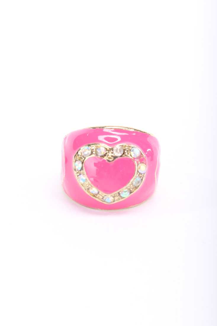 Pink Diamond Gemstone Centered Heart Design Ring