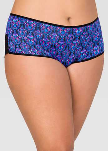 Printed Microfiber Lace Back Panty
