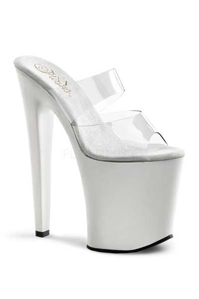 Clear White Slip On Platform High Heels