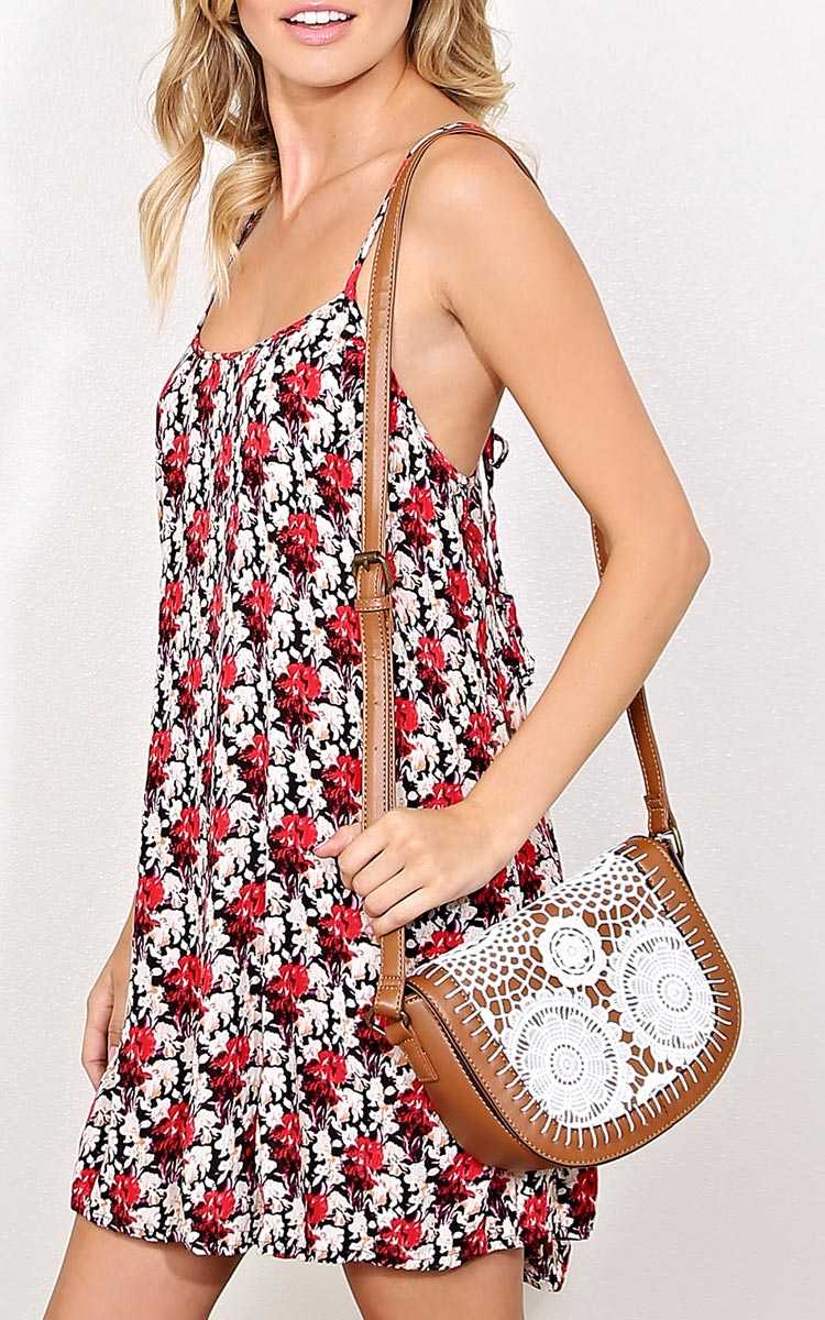 On The Range Faux Leather Saddle Bag - N/S - Cognac by Styles For Less