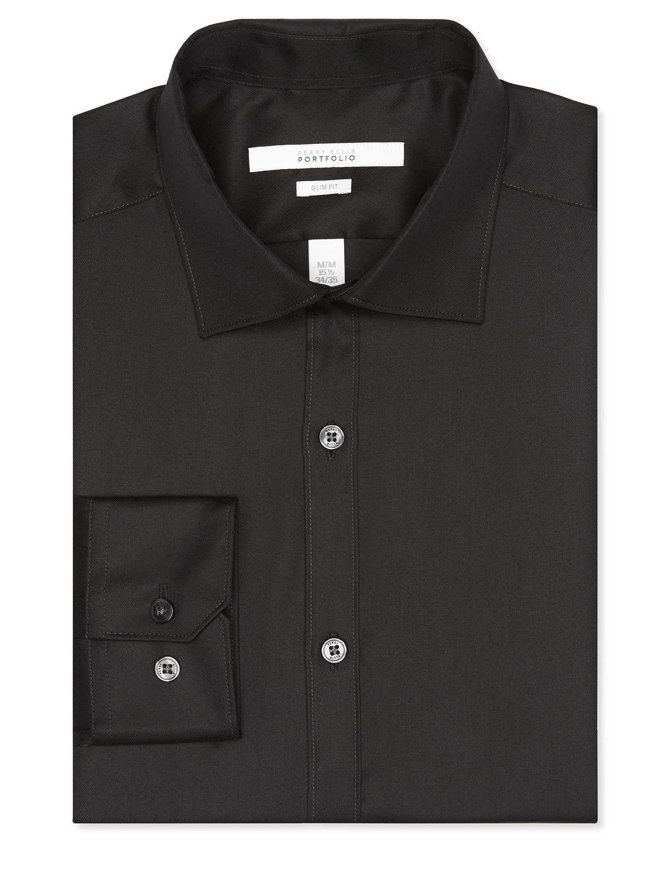 Perry Ellis Slim Fit Solid Travel Luxe Dress Shirt
