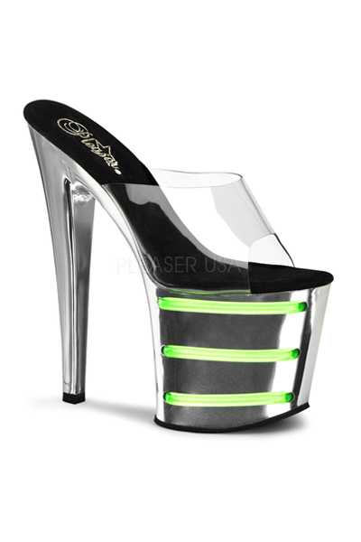 Chrome Lime Green Platform High Heels