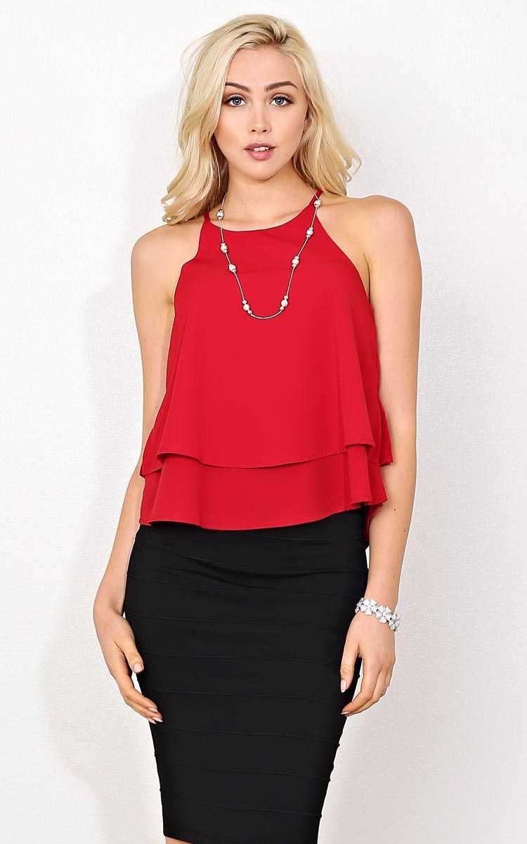Special Occasion Woven Top - - Wine/Cran in Size by Styles For Less