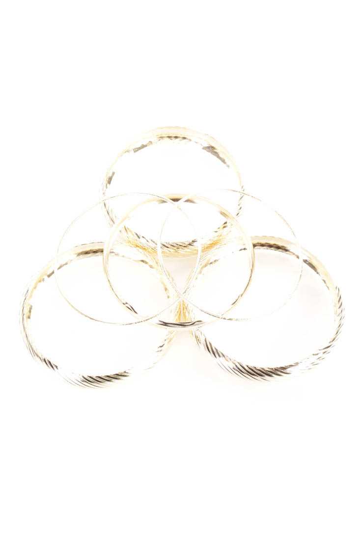 Gold Textured Bangle Bracelet Set