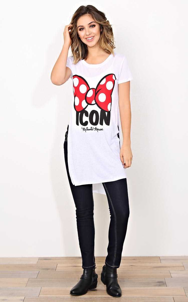 MINNIE MOUSE Knit Tunic - MED - White in Size Medium by Styles For Less