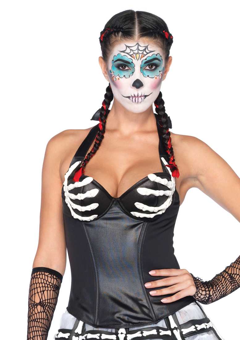 1 PC Latex Bony Hands Halter Top Corset