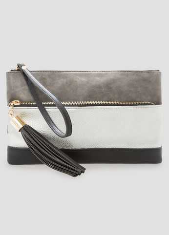 Colorblock Mixed Media Clutch