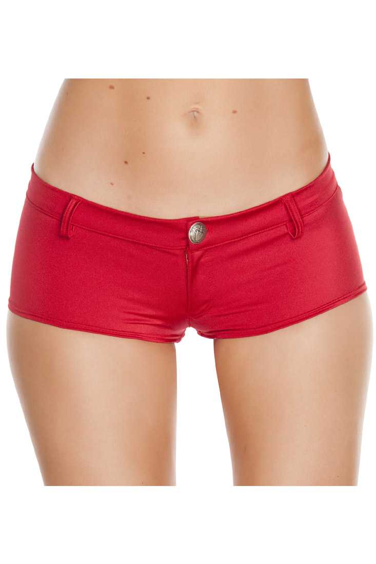 Red Front Button Detail Low Rise Shorts
