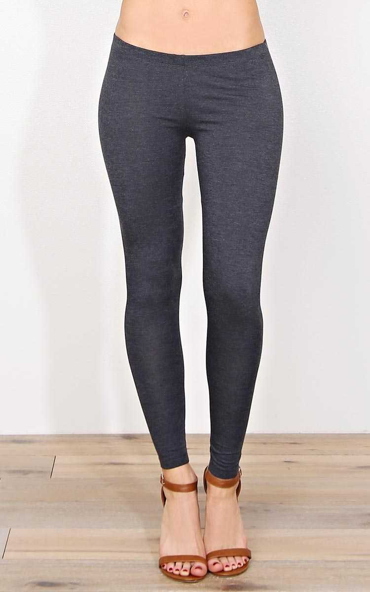 Casual Charcoal Knit Leggings - SML - Charcoal in Size Small by Styles For Less