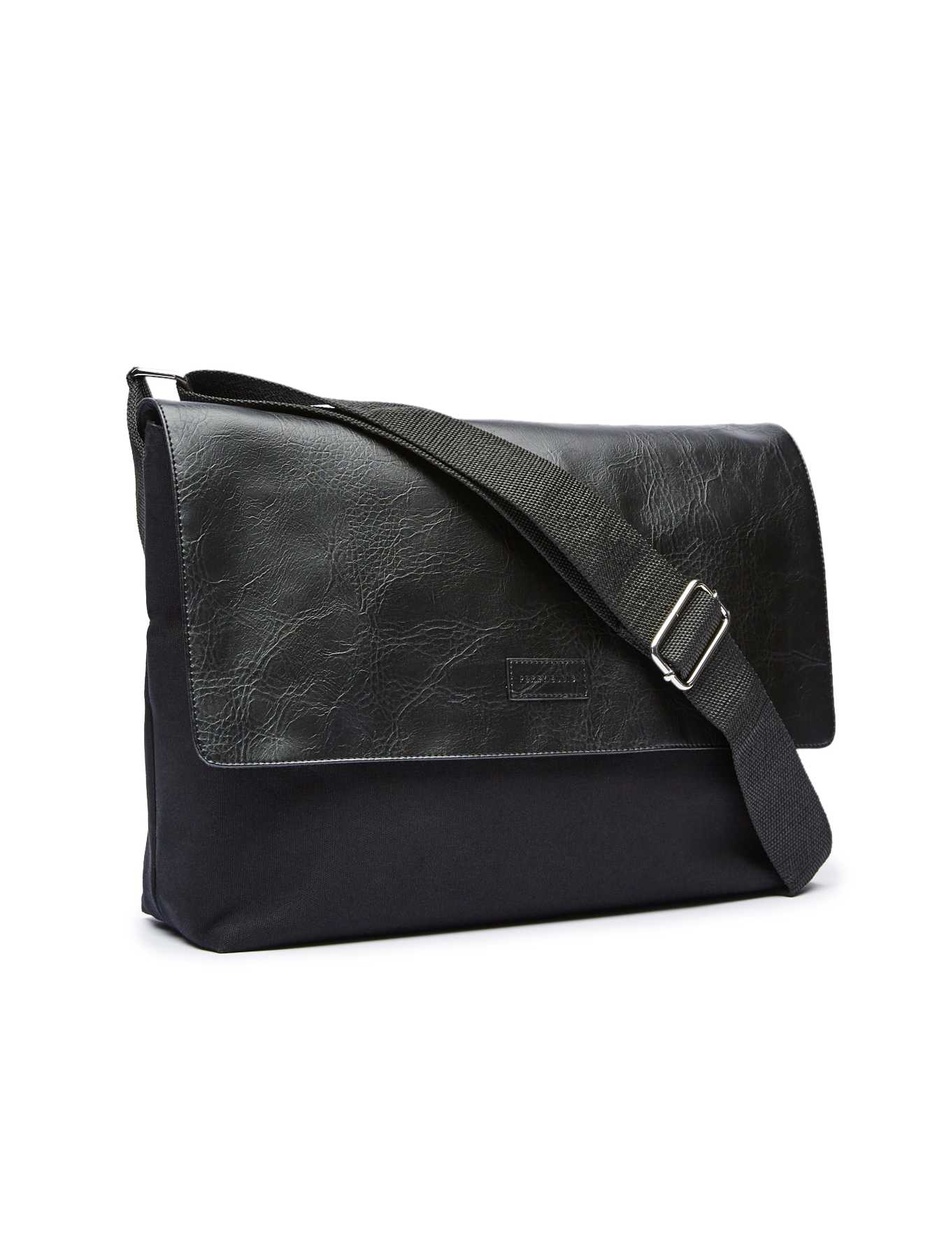 Perry Ellis Leather and Canvas Messenger Bag