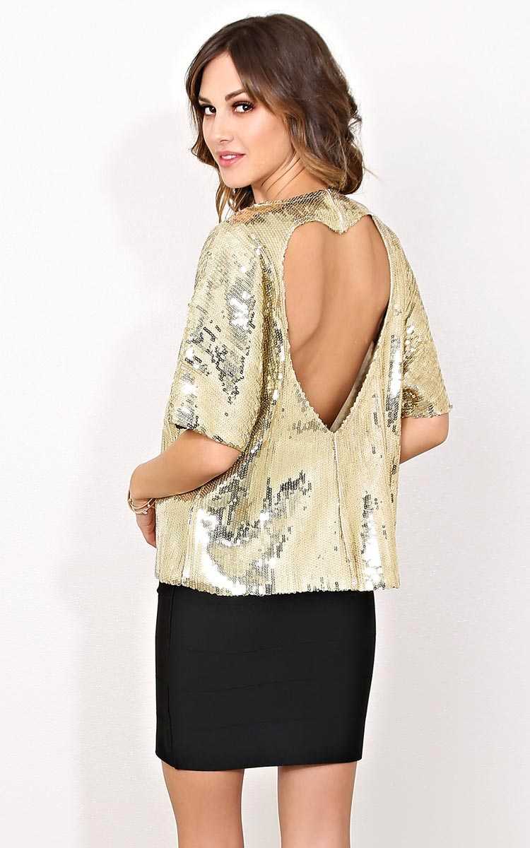 Champagne Showers Sequins Top - - Gold in Size by Styles For Less