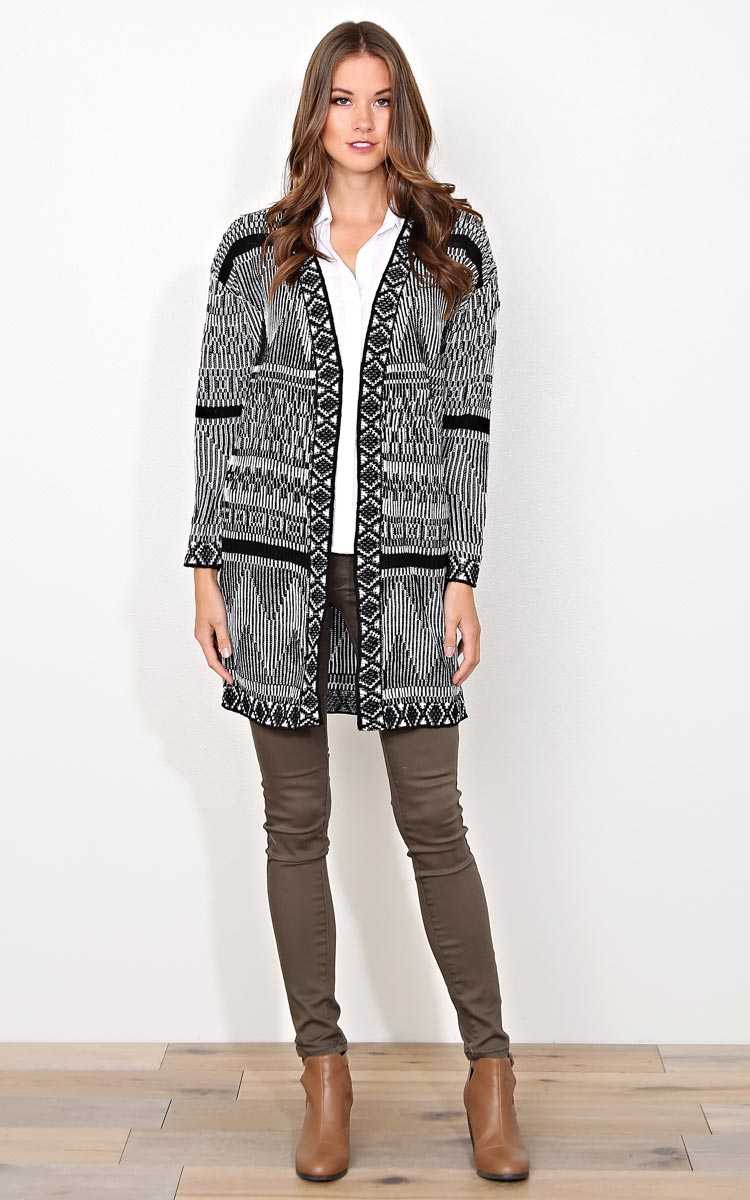 Fall Chill Sweater Knit Wrap - - Black Combo in Size by Styles For Less